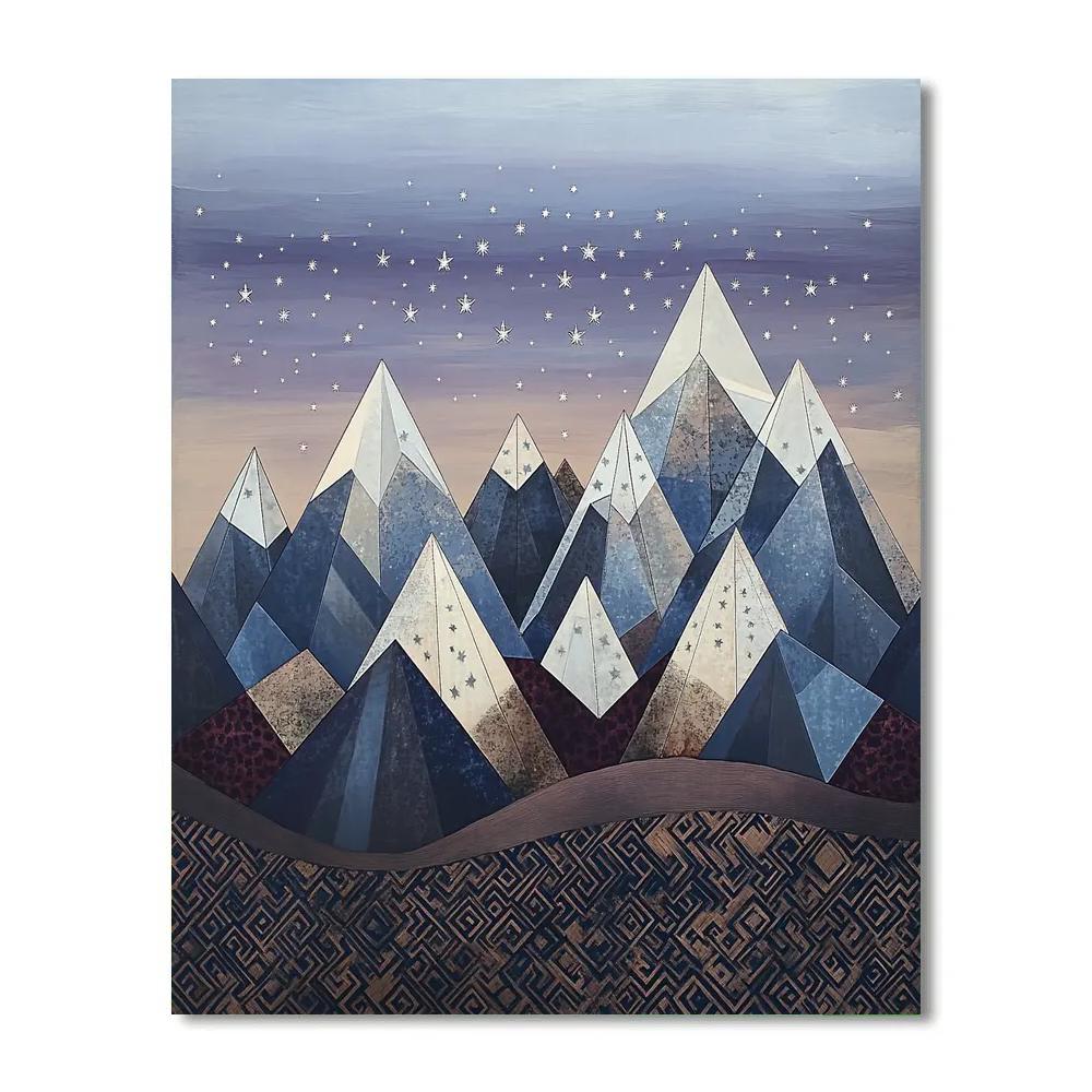 Gustav Klimt Inspired Ornamental Snowy Peaks Numbered painting kits