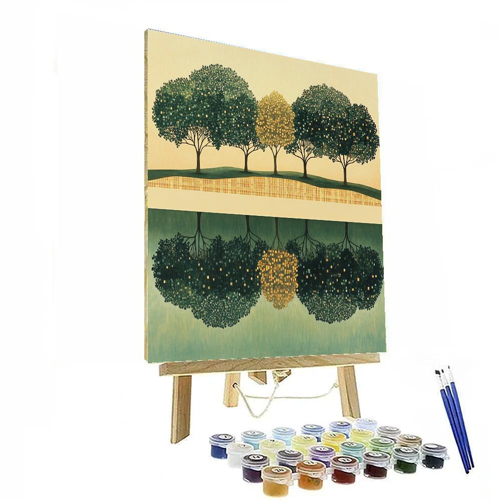 Gustav Klimt Inspired Golden Orchard Reflections Paint by numbers kits