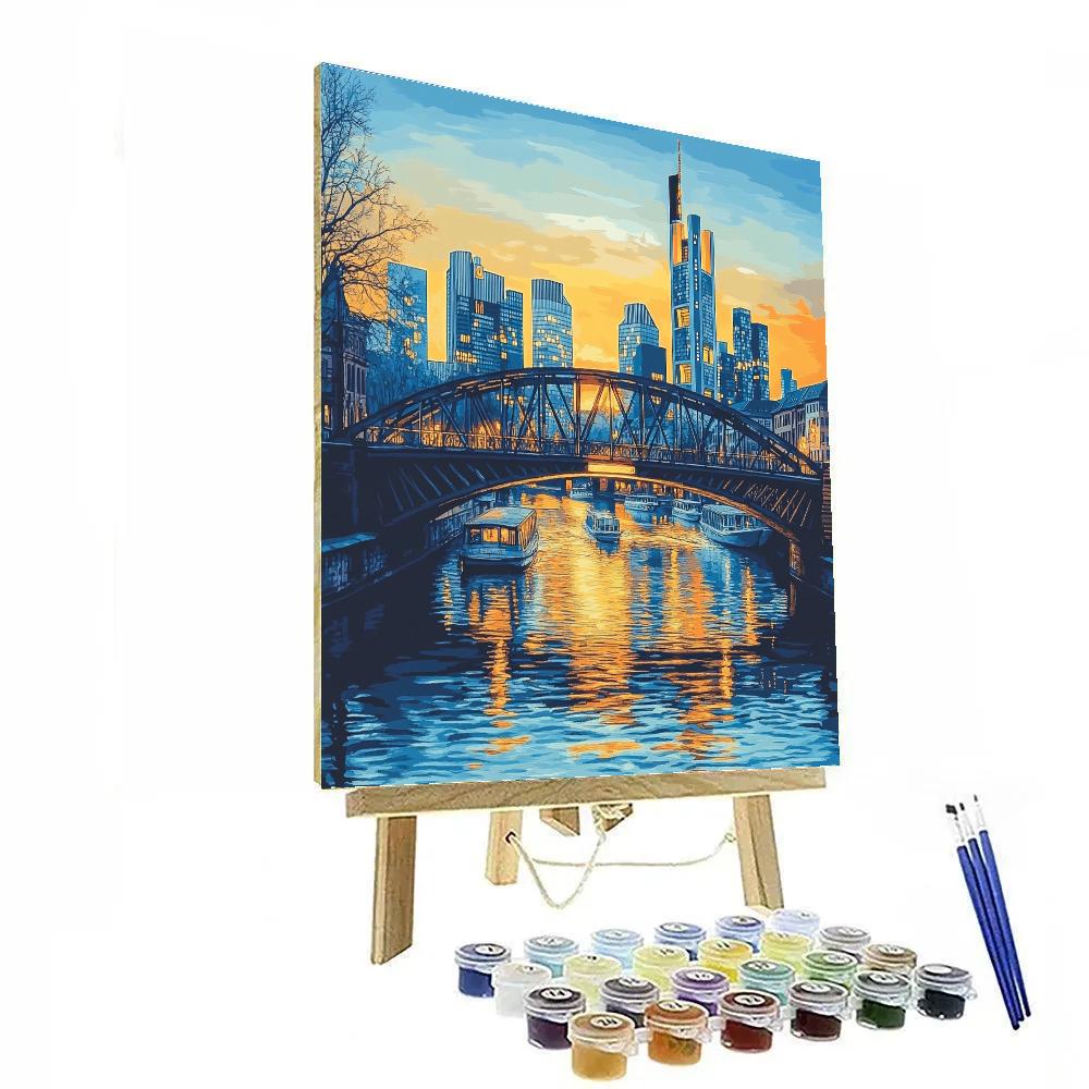 Riverside Skyline Of Frankfurt From Eisener Steg Frankfurt Germany paint by number