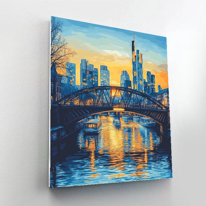 Riverside Skyline Of Frankfurt From Eisener Steg Frankfurt Germany paint by number