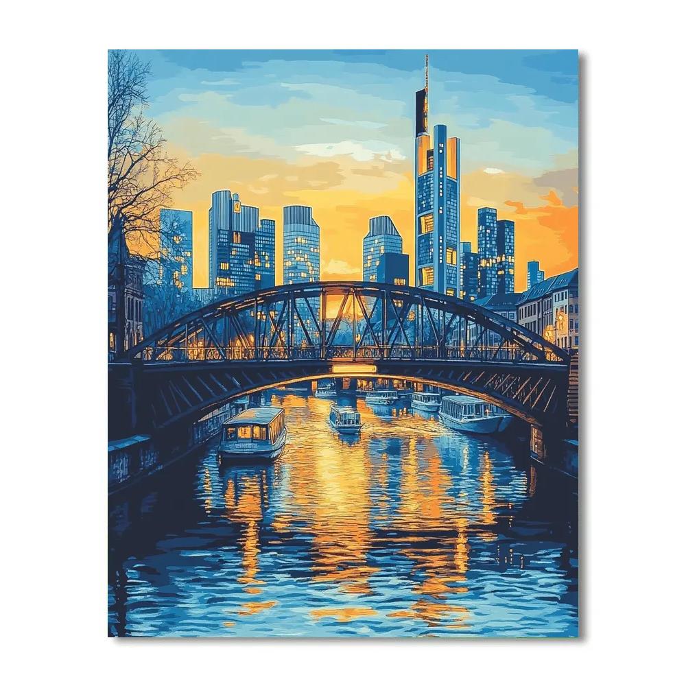 Riverside Skyline Of Frankfurt From Eisener Steg Frankfurt Germany paint by number