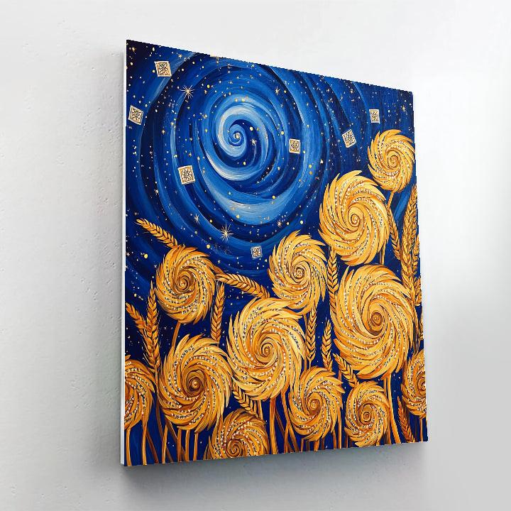 Gustav Klimt Inspired Celestial Wheat Spirals paint by number