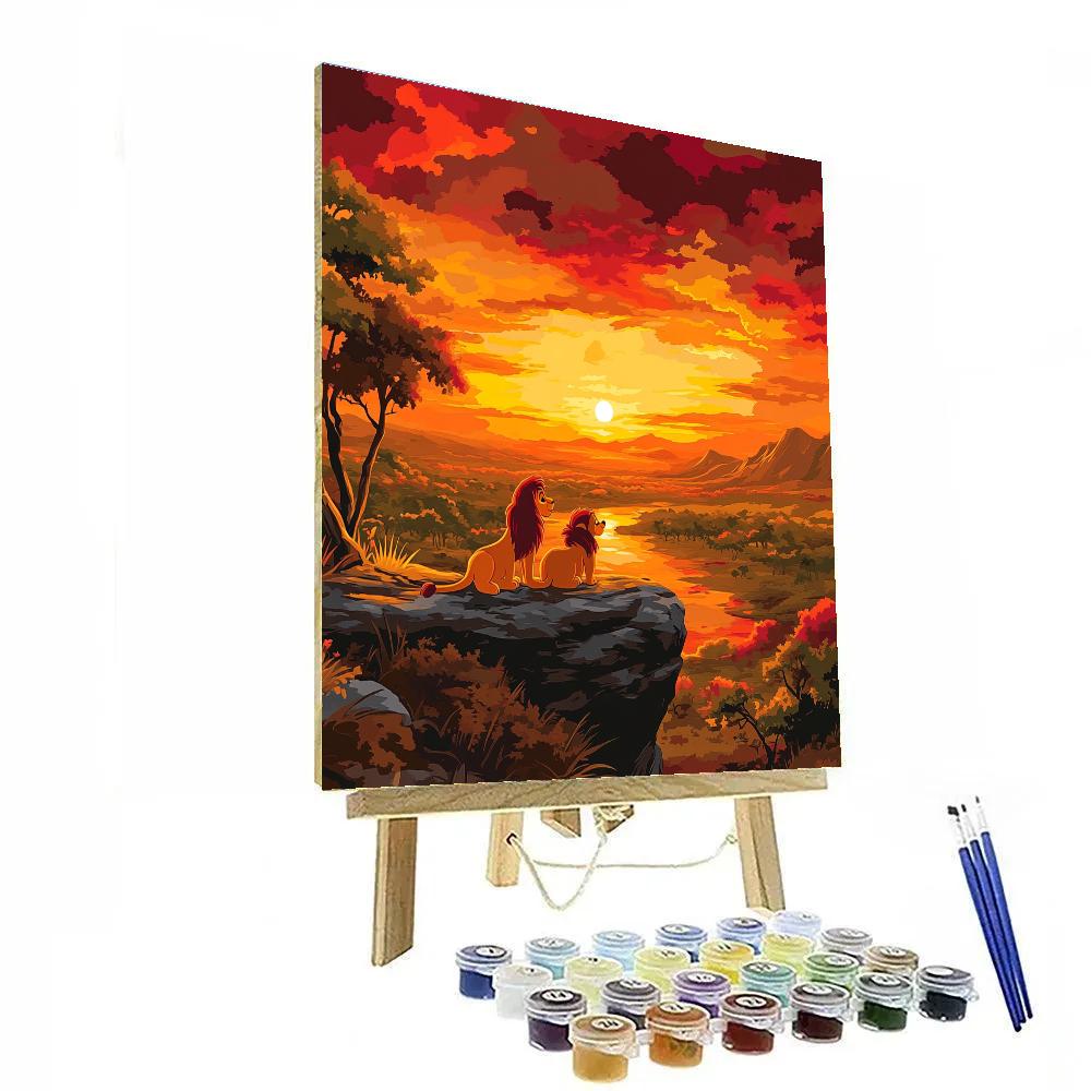 Simba And Timon’s Savannah Sunset Disney Inspired paint by color