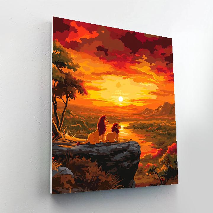 Simba And Timon’s Savannah Sunset Disney Inspired paint by color