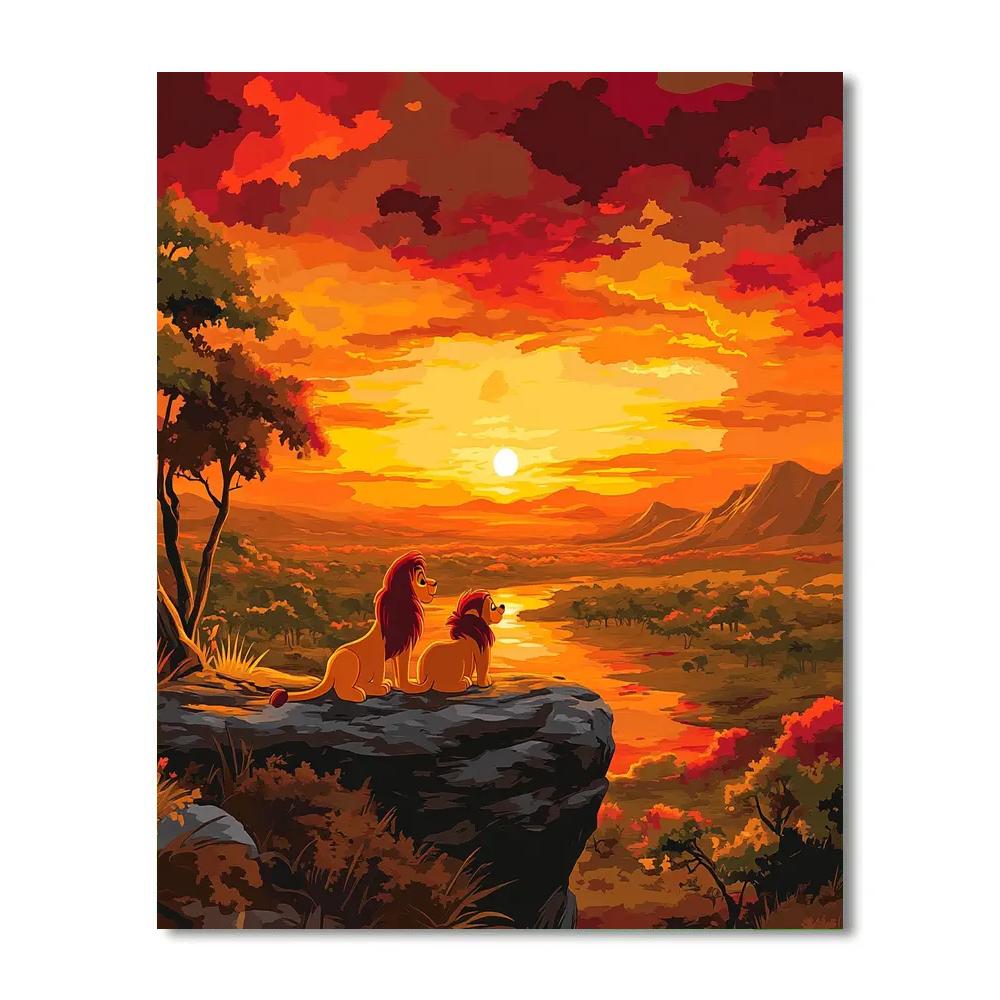 Simba And Timon’s Savannah Sunset Disney Inspired paint by color
