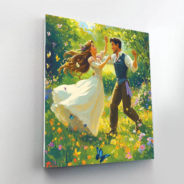 Rapunzel And Flynn’s Flower Meadow Dance Disney Inspired paint by color