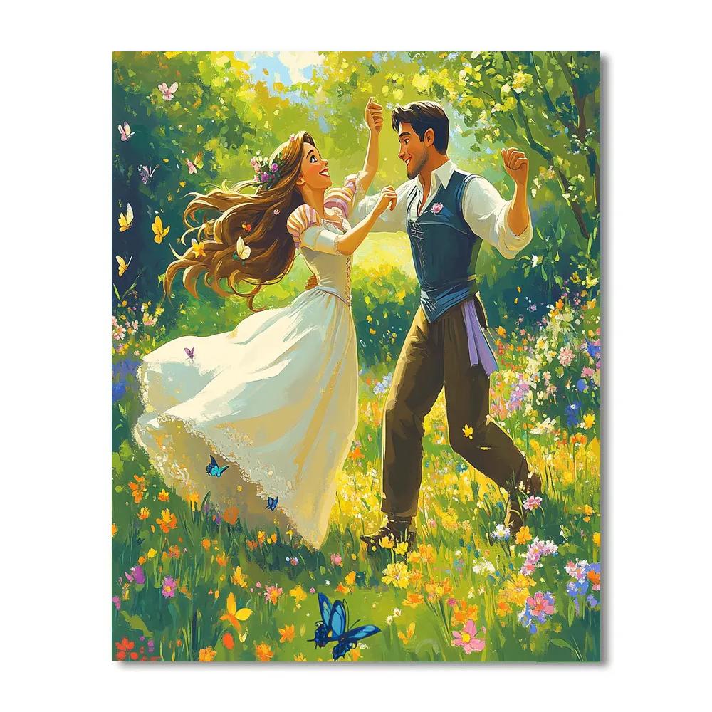 Rapunzel And Flynn’s Flower Meadow Dance Disney Inspired paint by color