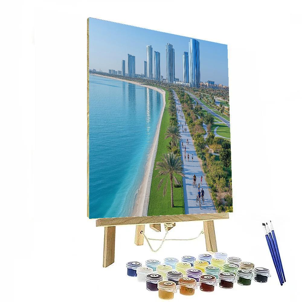Waterfront Skyline Of Abu Dhabi From Corniche Abu Dhabi United Arab Emirates Numbered painting kits