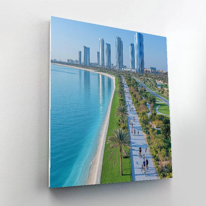 Waterfront Skyline Of Abu Dhabi From Corniche Abu Dhabi United Arab Emirates Numbered painting kits