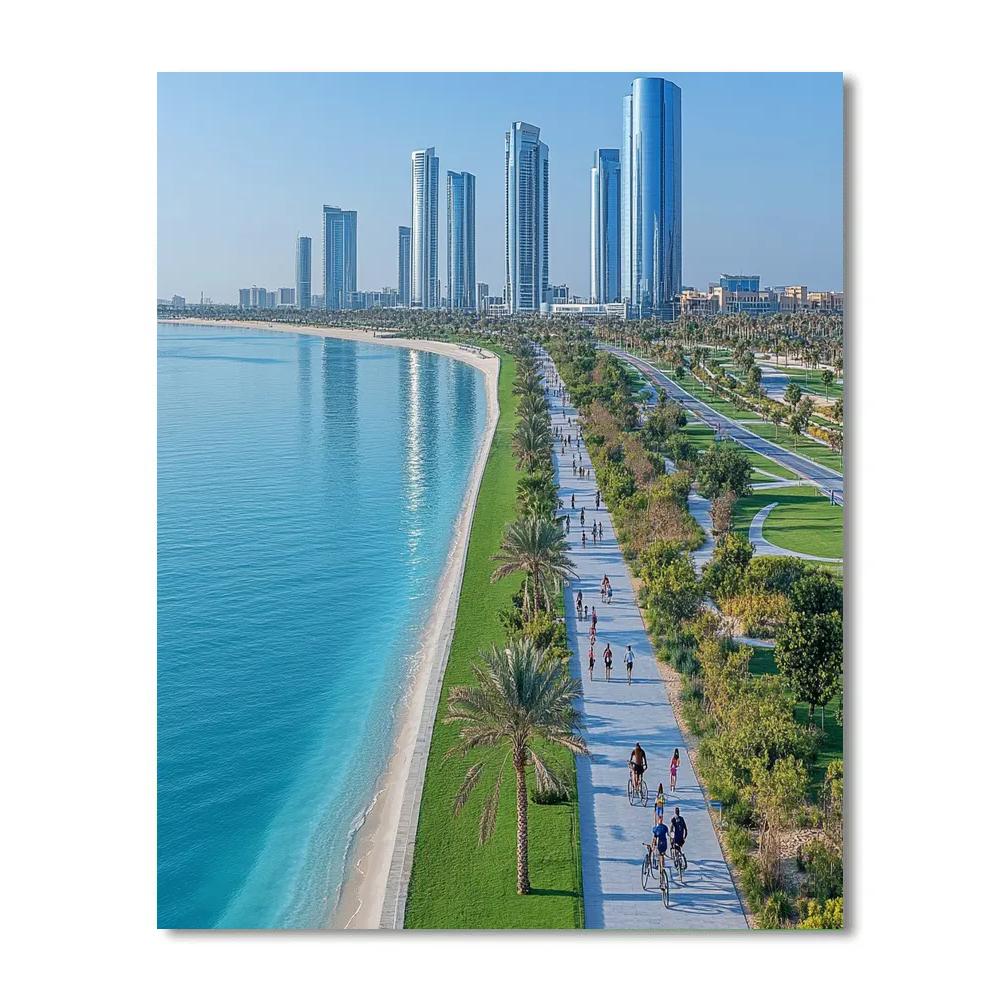 Waterfront Skyline Of Abu Dhabi From Corniche Abu Dhabi United Arab Emirates Numbered painting kits