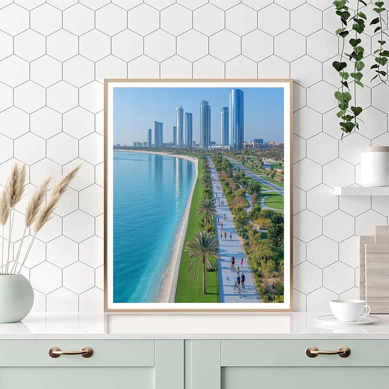 Waterfront Skyline Of Abu Dhabi From Corniche Abu Dhabi United Arab Emirates Numbered painting kits