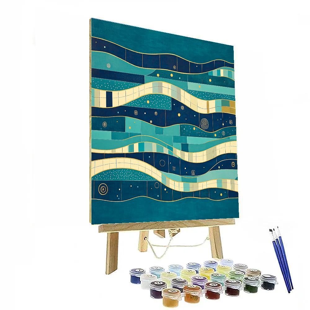 Gustav Klimt Inspired Golden Ocean Currents Map Painting by numbers kit