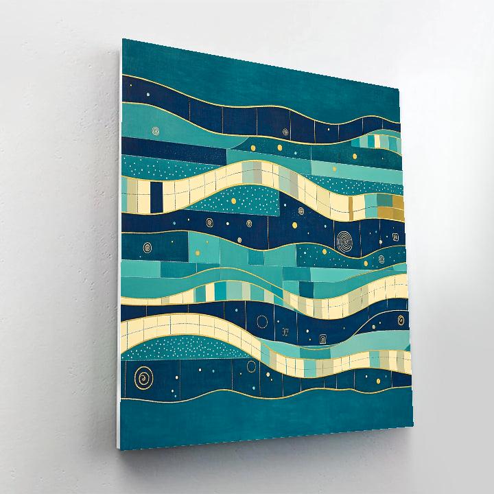 Gustav Klimt Inspired Golden Ocean Currents Map Painting by numbers kit