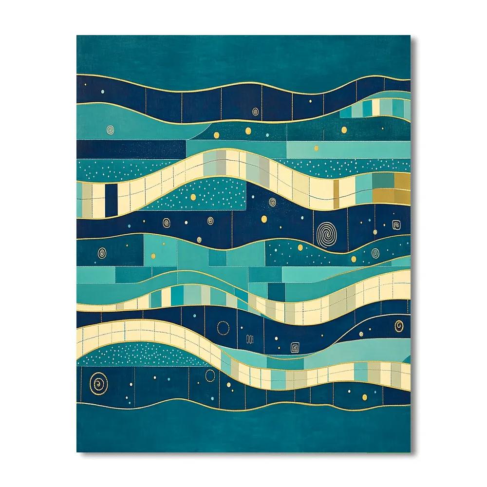 Gustav Klimt Inspired Golden Ocean Currents Map Painting by numbers kit