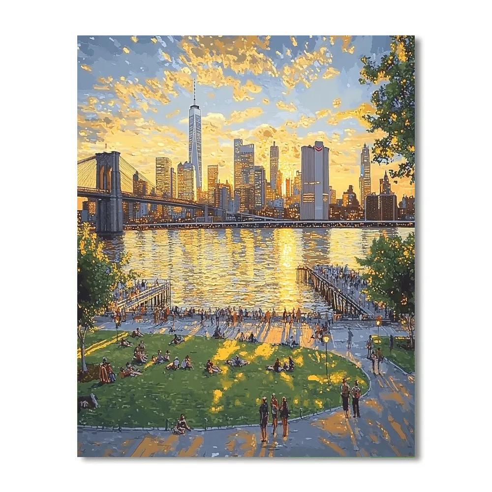 Skyline From Brooklyn Bridge Park Brooklyn New York United States DIY paint by numbers