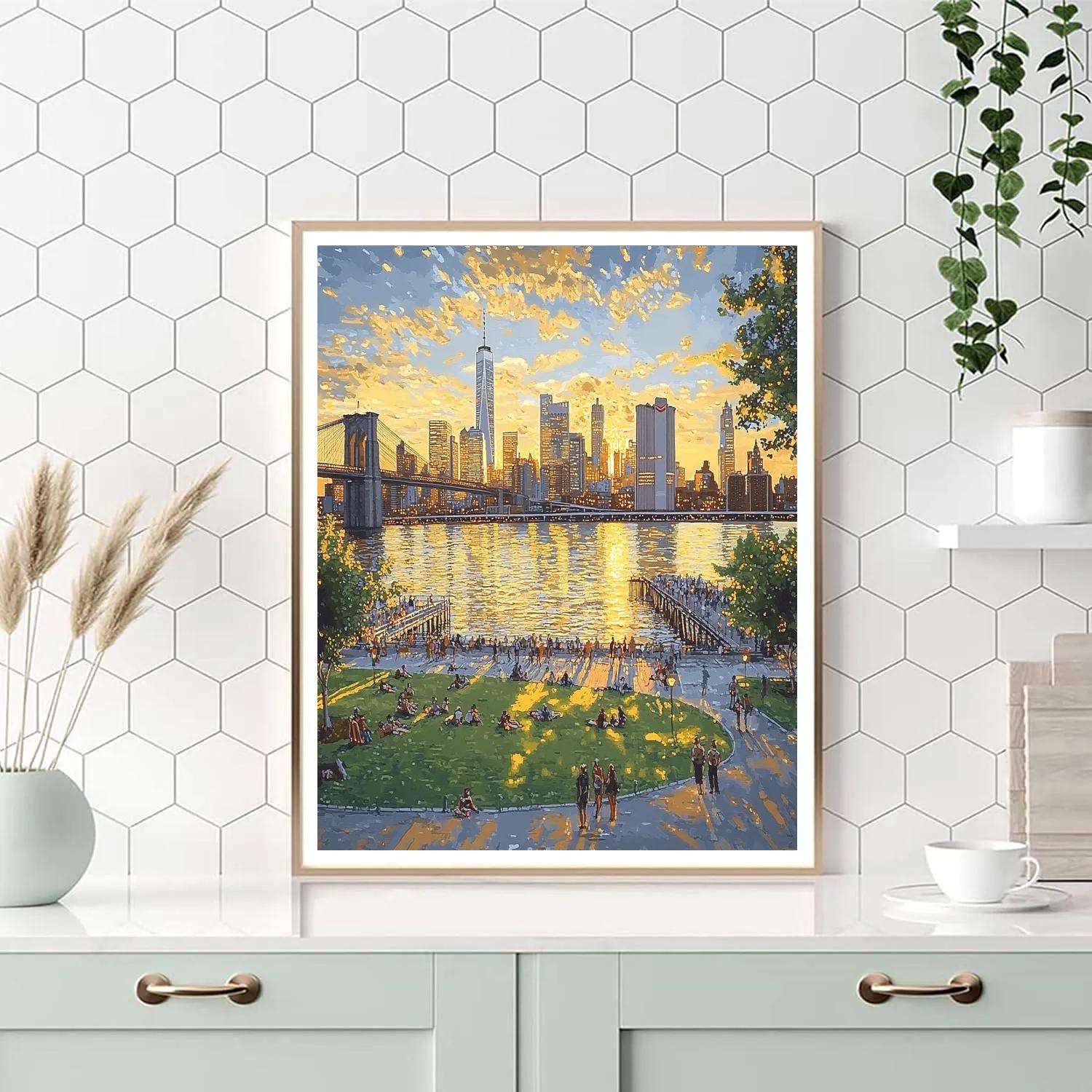 Skyline From Brooklyn Bridge Park Brooklyn New York United States DIY paint by numbers