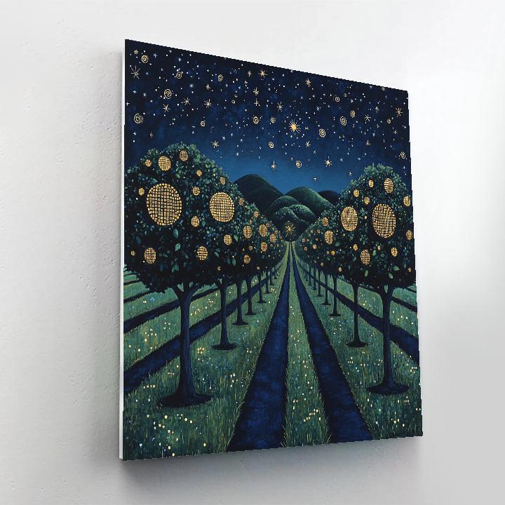 Gustav Klimt Inspired Celestial Orchard Nightfall painting number kit