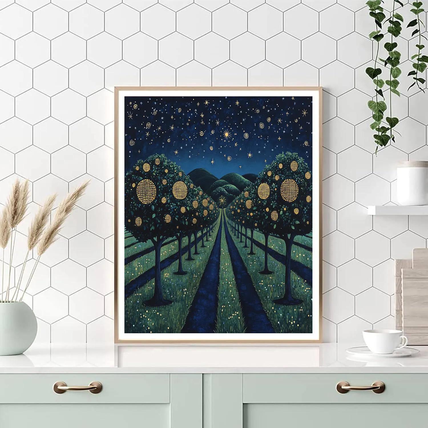 Gustav Klimt Inspired Celestial Orchard Nightfall painting number kit