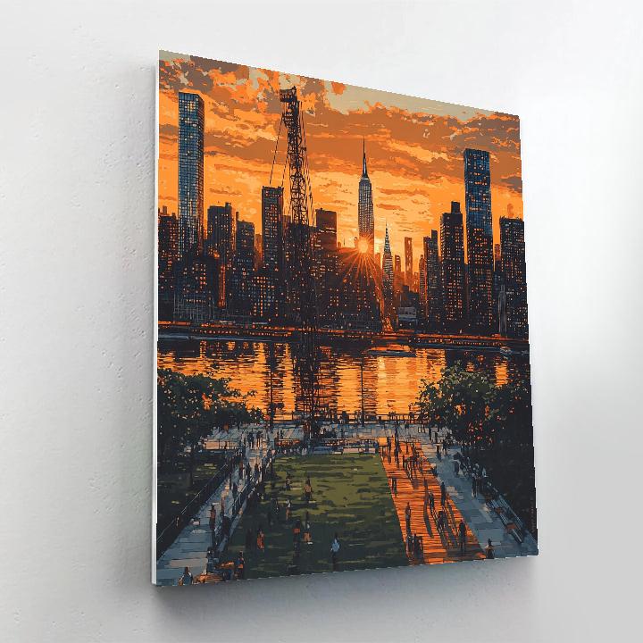 Midtown Skyline From Gantry Plaza State Park Queens New York United States Paint by numbers kits