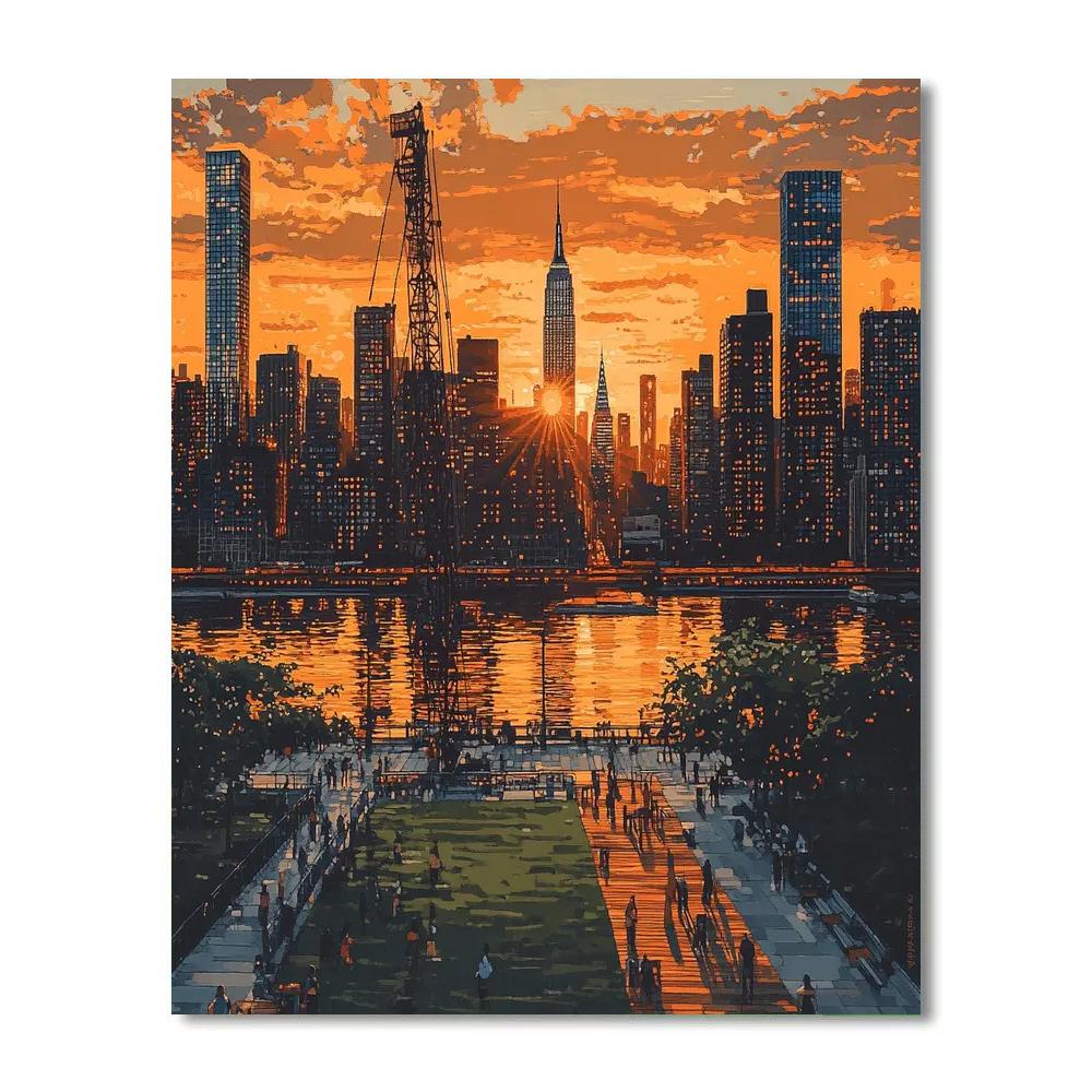 Midtown Skyline From Gantry Plaza State Park Queens New York United States Paint by numbers kits