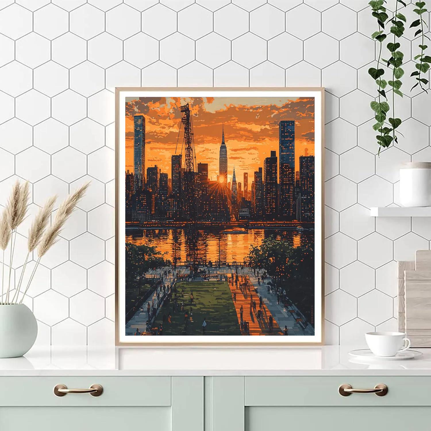 Midtown Skyline From Gantry Plaza State Park Queens New York United States Paint by numbers kits