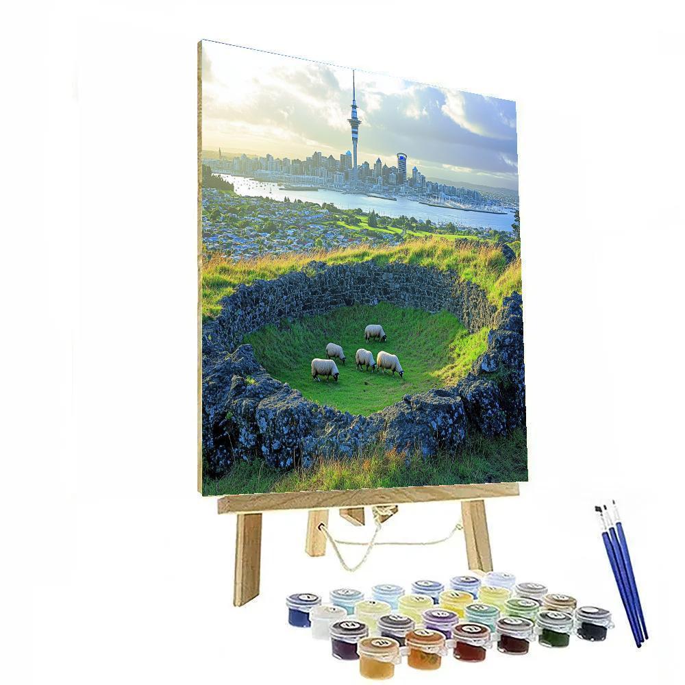 City View From Mount Eden Crater Rim Auckland New Zealand Number painting