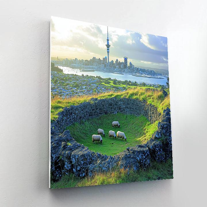 City View From Mount Eden Crater Rim Auckland New Zealand Number painting