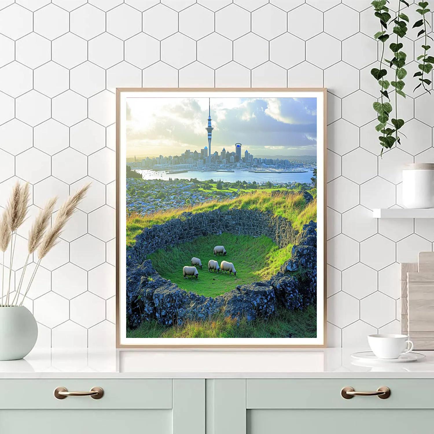 City View From Mount Eden Crater Rim Auckland New Zealand Number painting