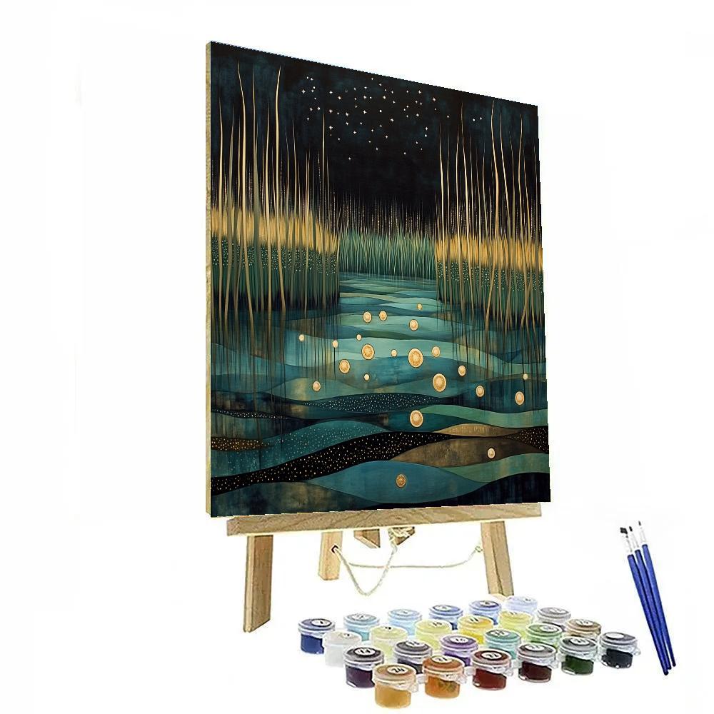 Gustav Klimt Inspired Golden Night Marsh Lights Numbered painting kits
