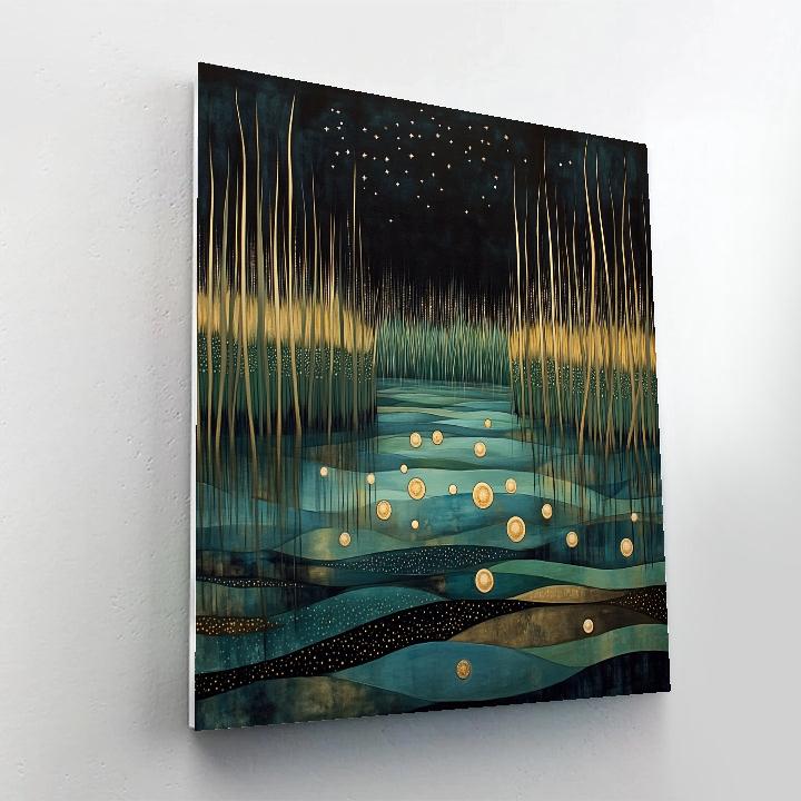 Gustav Klimt Inspired Golden Night Marsh Lights Numbered painting kits