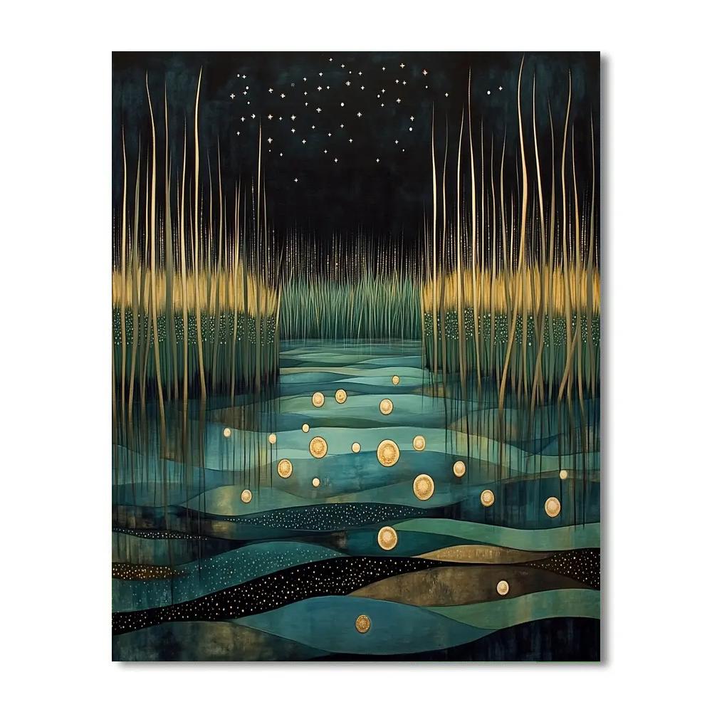Gustav Klimt Inspired Golden Night Marsh Lights Numbered painting kits