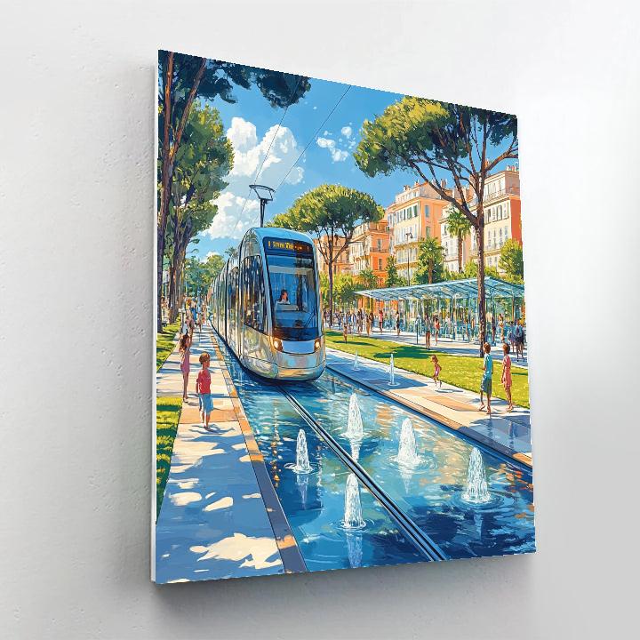 Solar Powered Tramway In Nice Promenade Du Paillon Nice France DIY paint by numbers