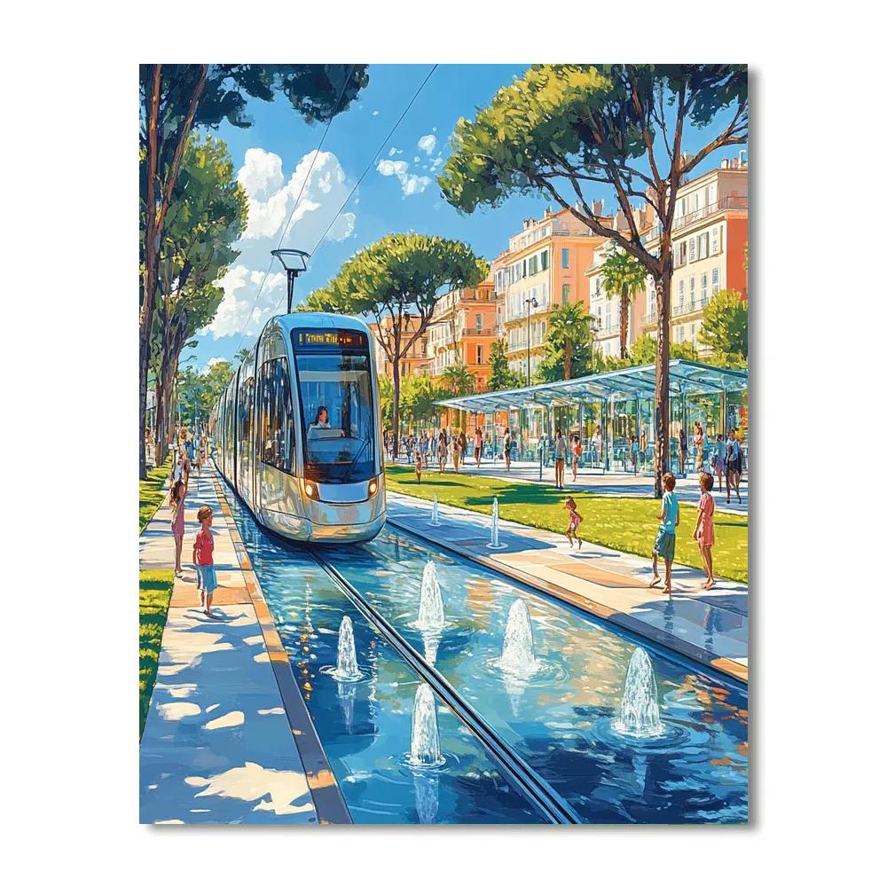 Solar Powered Tramway In Nice Promenade Du Paillon Nice France DIY paint by numbers