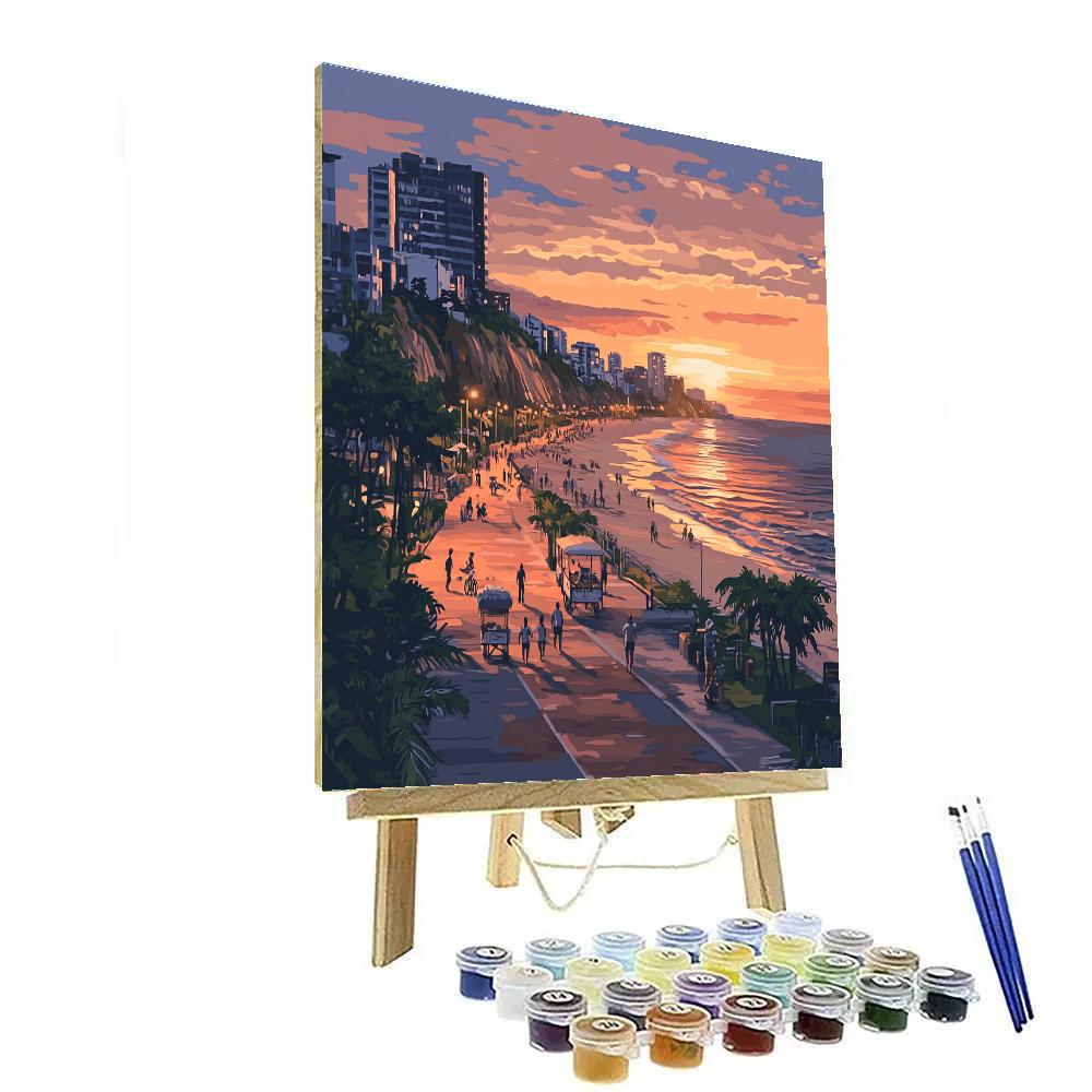 Sunset At Cabo Branco Seafront Joao Pessoa Brazil paint by number