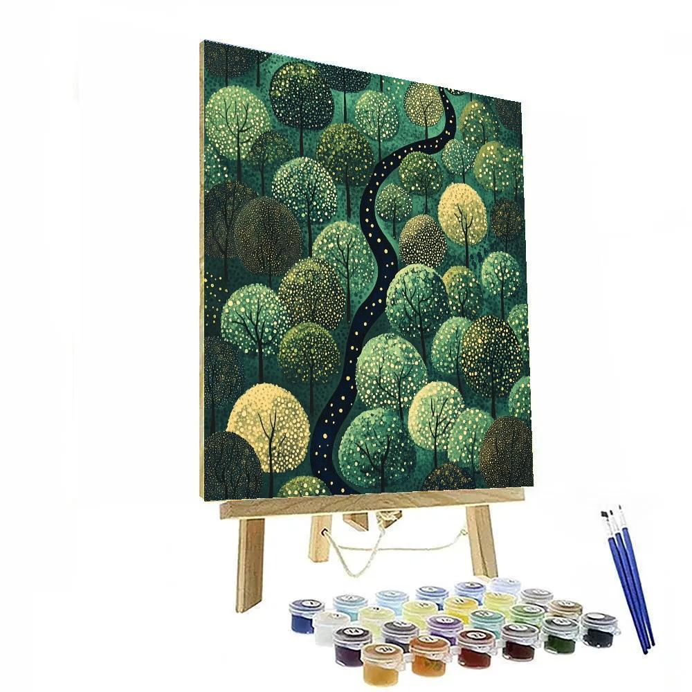 Gustav Klimt Inspired Golden Spiral Rainforest Canopy painting number kit