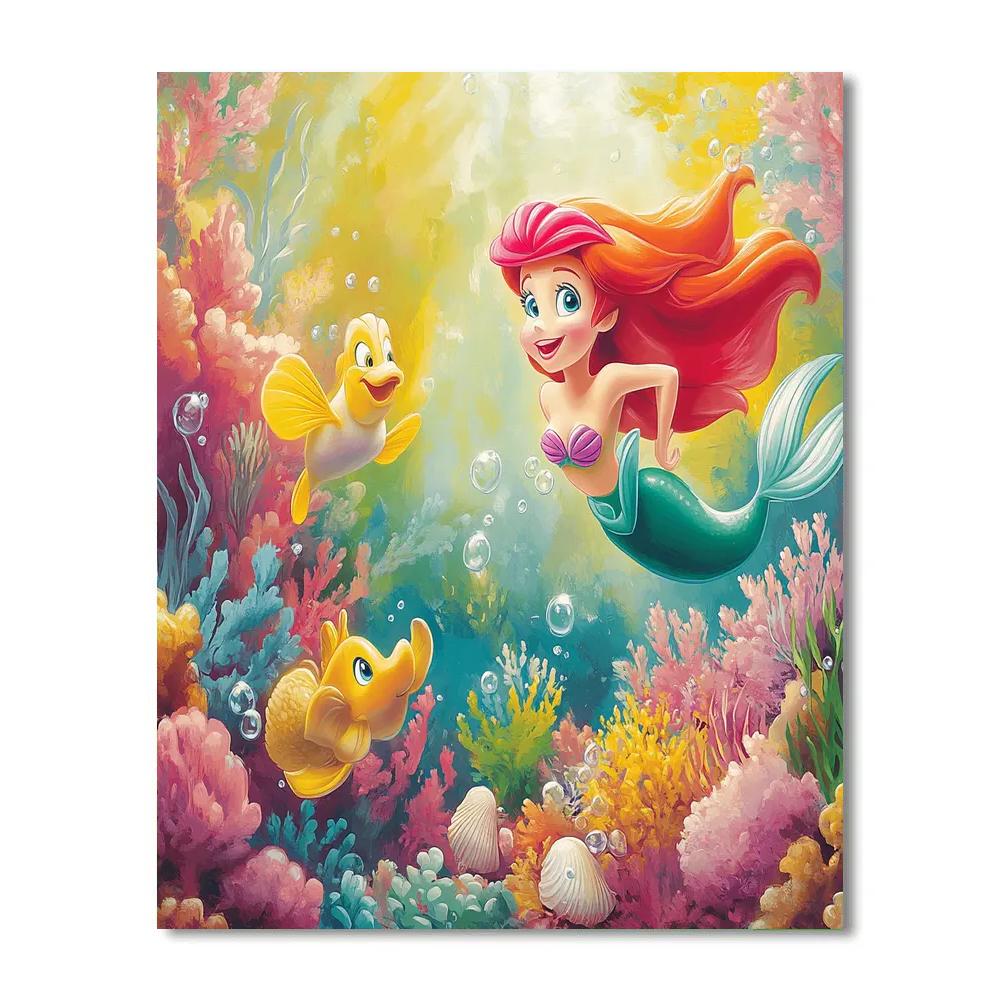 Ariel’s Magical Underwater Garden Disney Inspired DIY paint by numbers