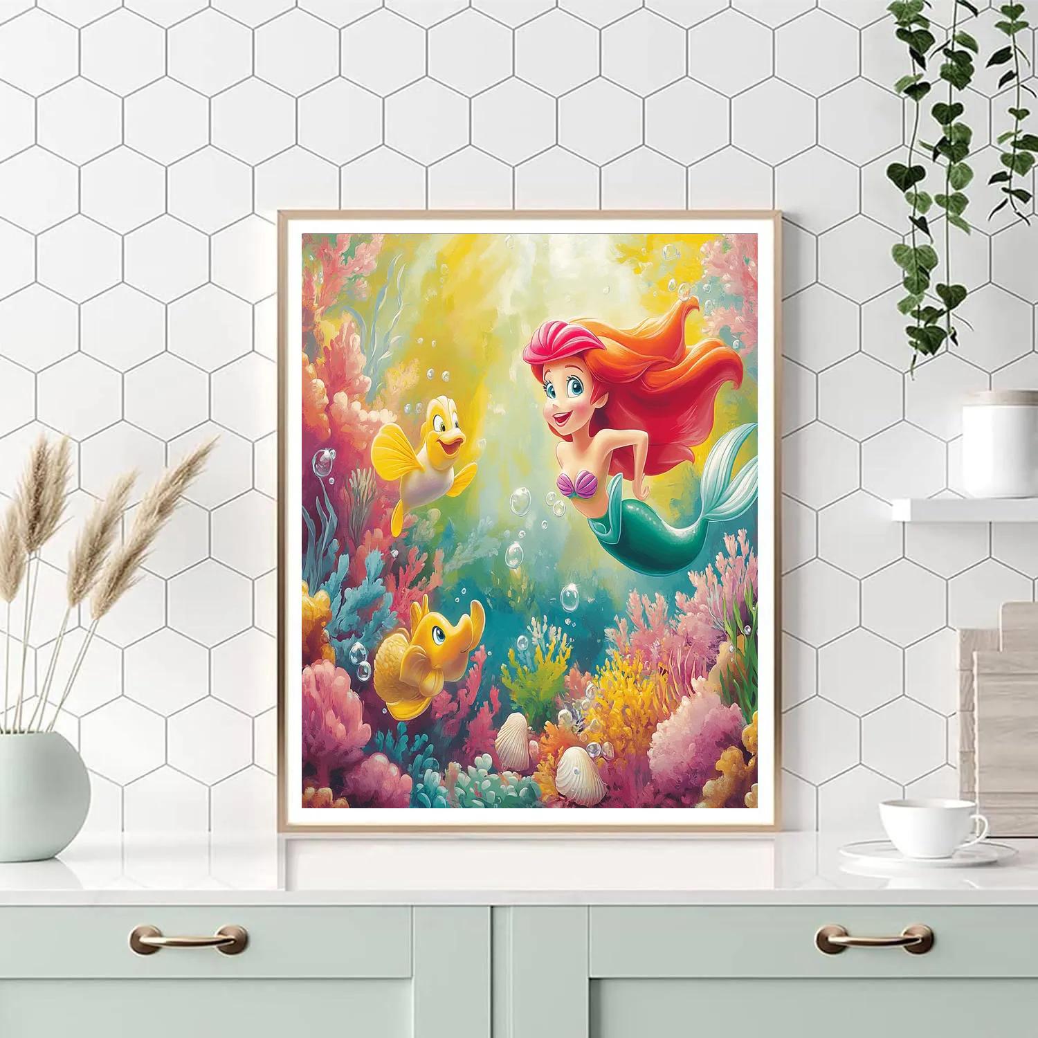Ariel’s Magical Underwater Garden Disney Inspired DIY paint by numbers