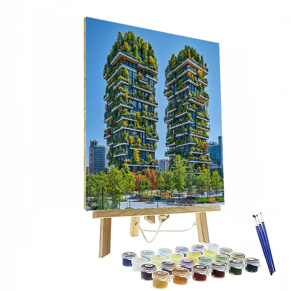 Rooftop Gardens Of Bosco Verticale Milan Italy Numbered painting kits