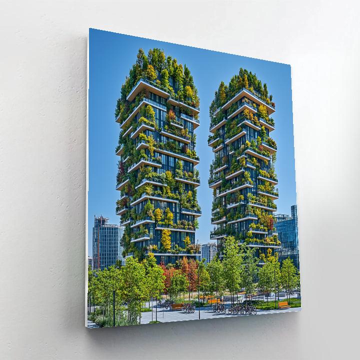 Rooftop Gardens Of Bosco Verticale Milan Italy Numbered painting kits