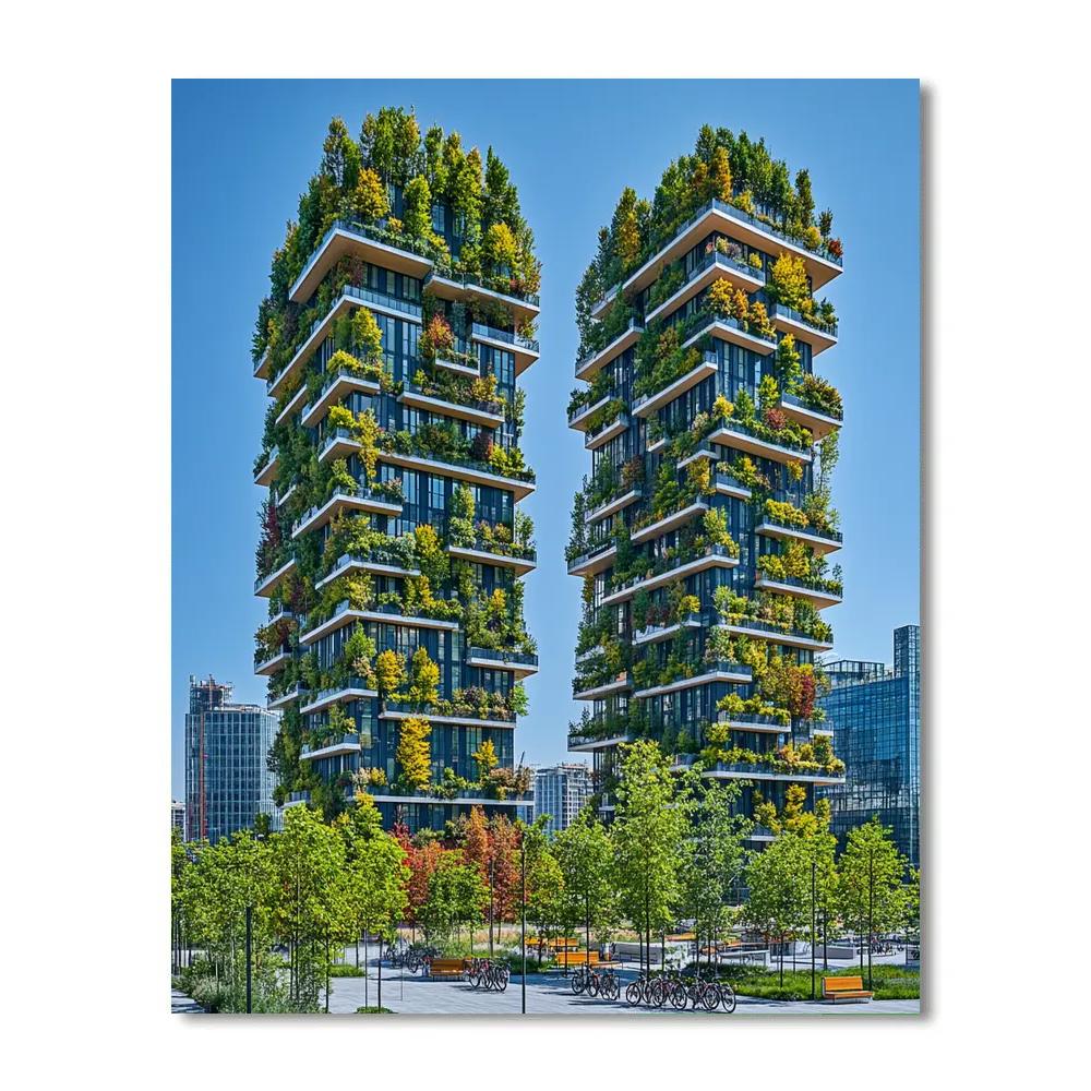 Rooftop Gardens Of Bosco Verticale Milan Italy Numbered painting kits