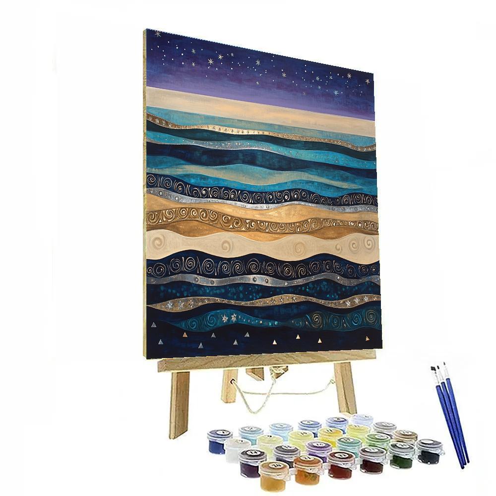 Gustav Klimt Inspired Celestial Tide Line Pattern Painting by numbers kit