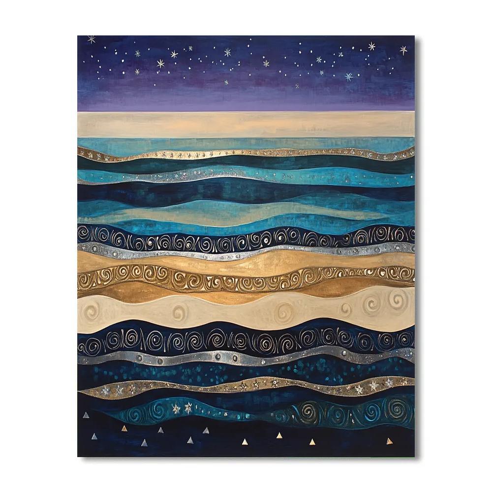 Gustav Klimt Inspired Celestial Tide Line Pattern Painting by numbers kit