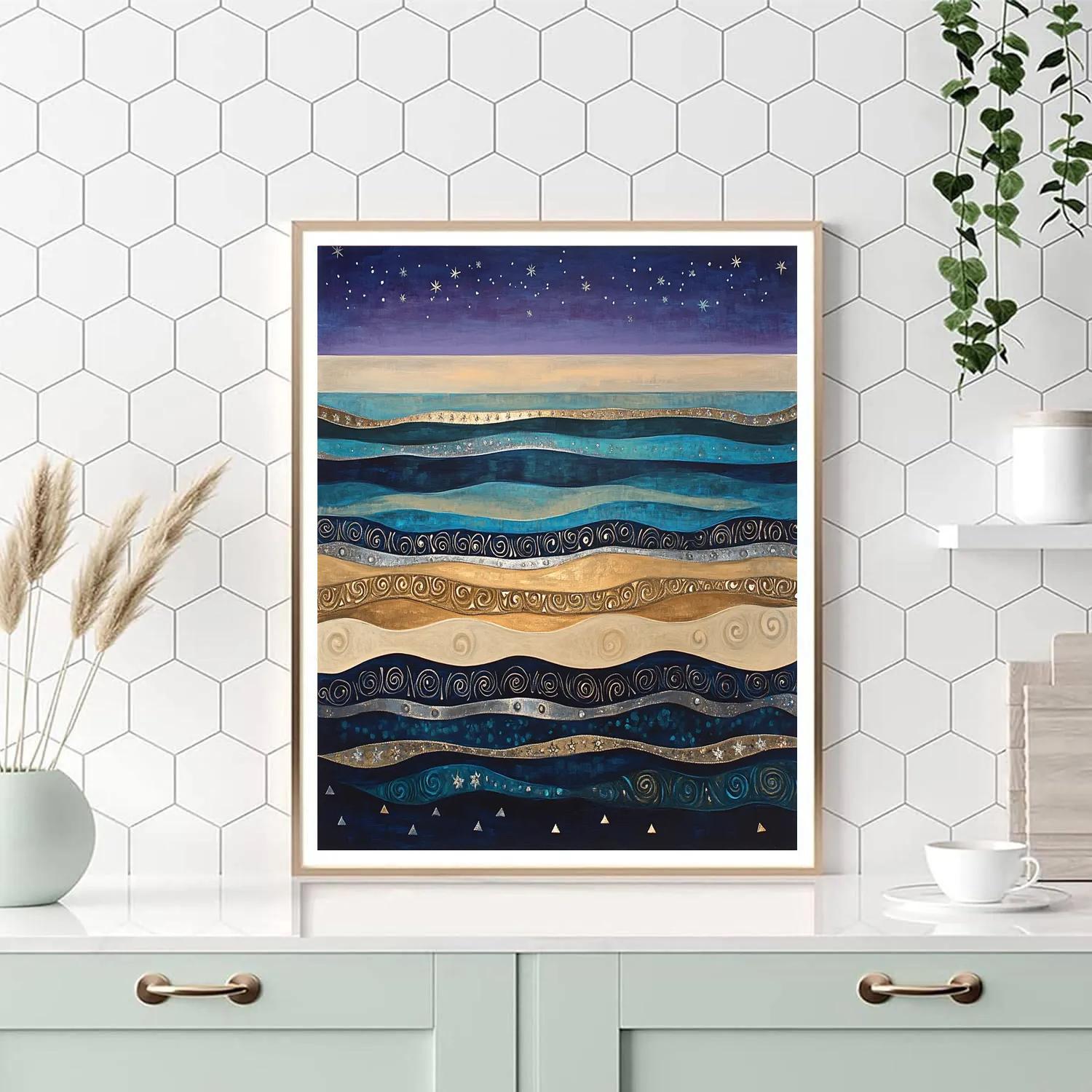 Gustav Klimt Inspired Celestial Tide Line Pattern Painting by numbers kit