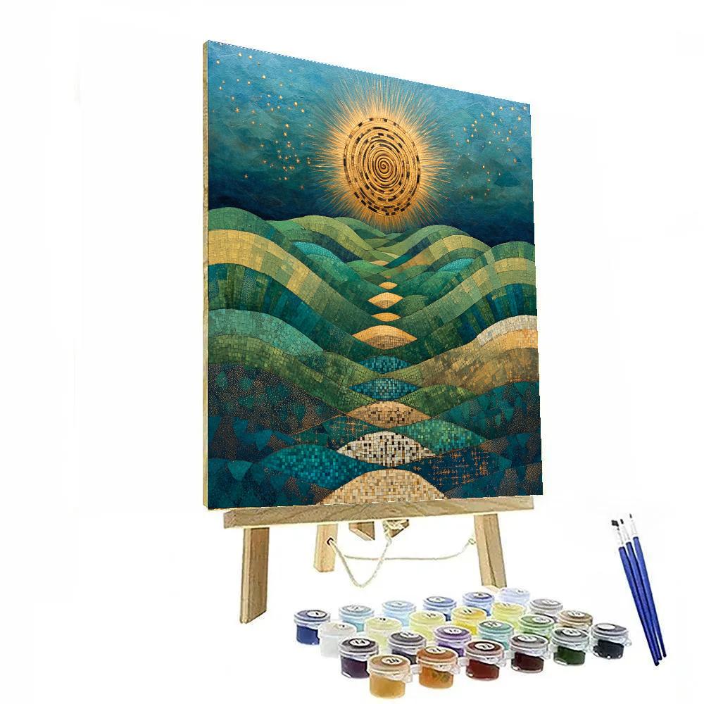 Gustav Klimt Inspired Golden Spiral Valley paint by number