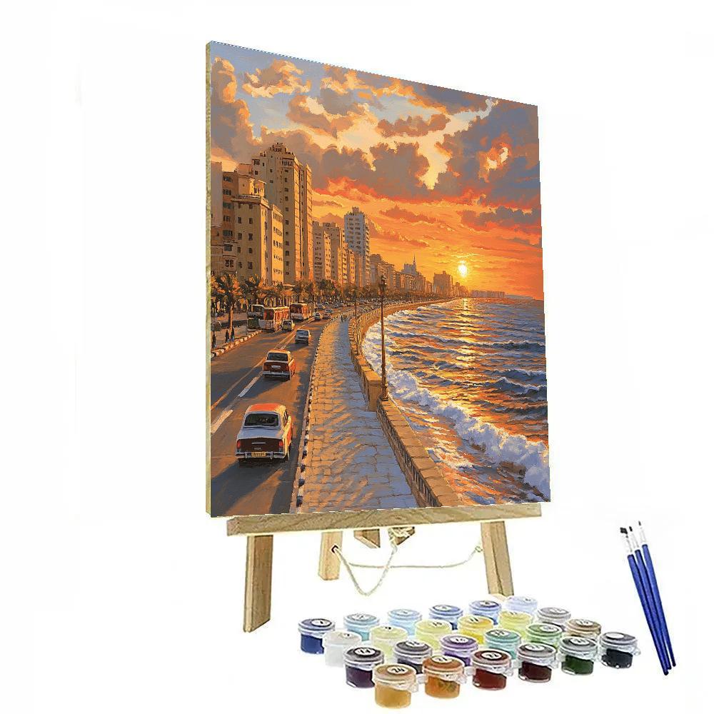 Sunset On The Corniche In Alexandria Alexandria Egypt Numbered painting kits
