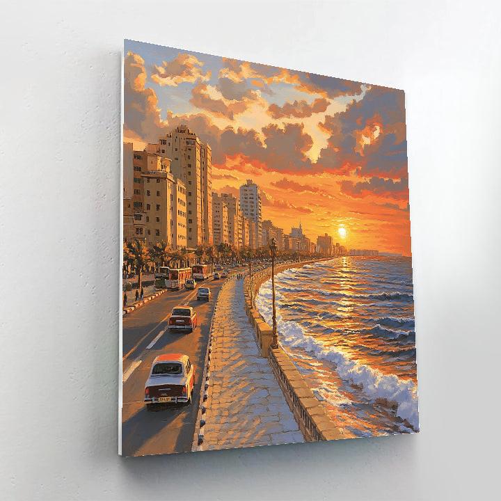 Sunset On The Corniche In Alexandria Alexandria Egypt Numbered painting kits