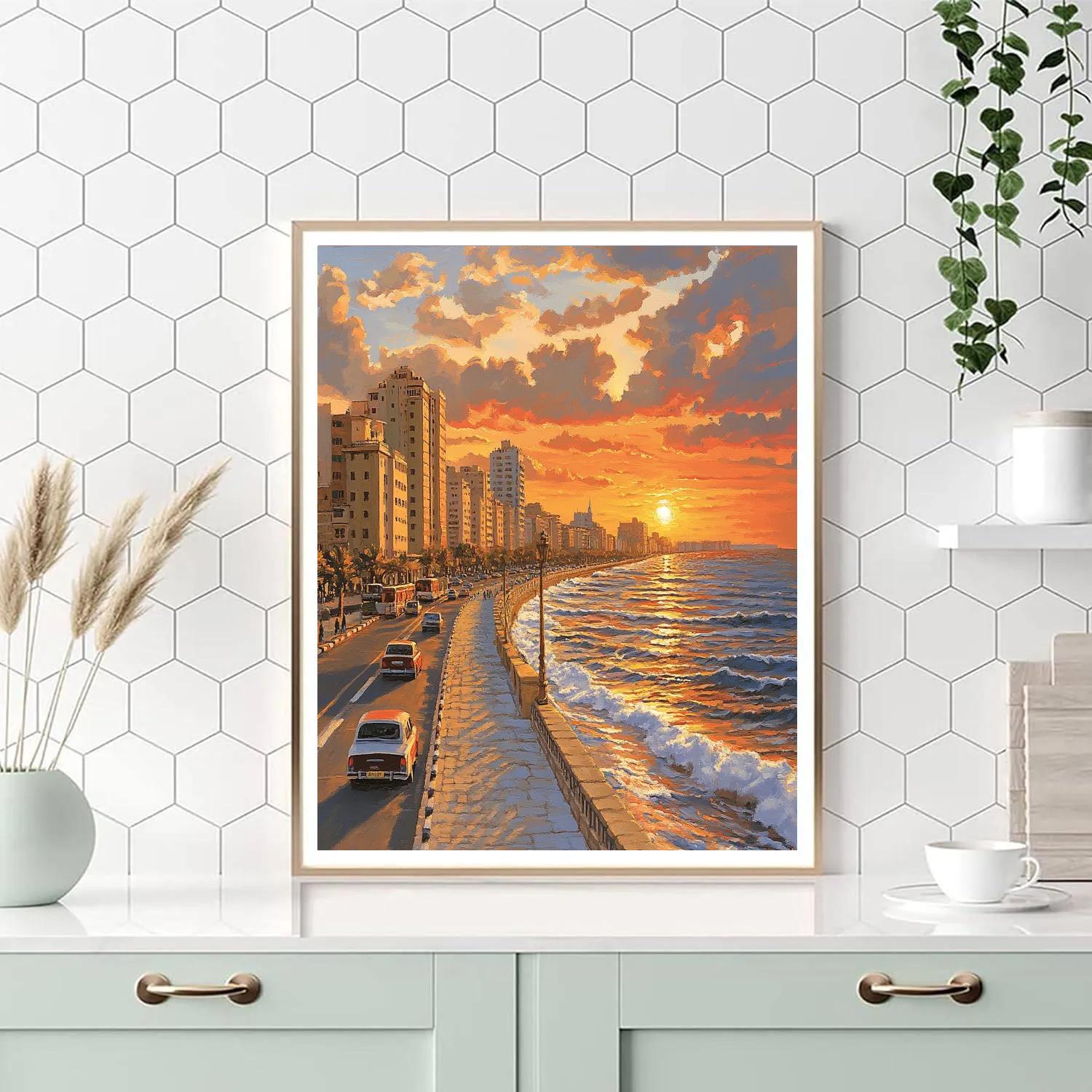 Sunset On The Corniche In Alexandria Alexandria Egypt Numbered painting kits