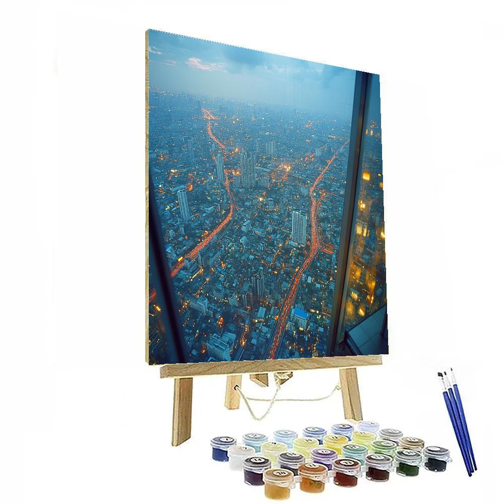 Cityscape From Baiyoke Sky Tower Observation Deck Bangkok Thailand DIY paint by numbers