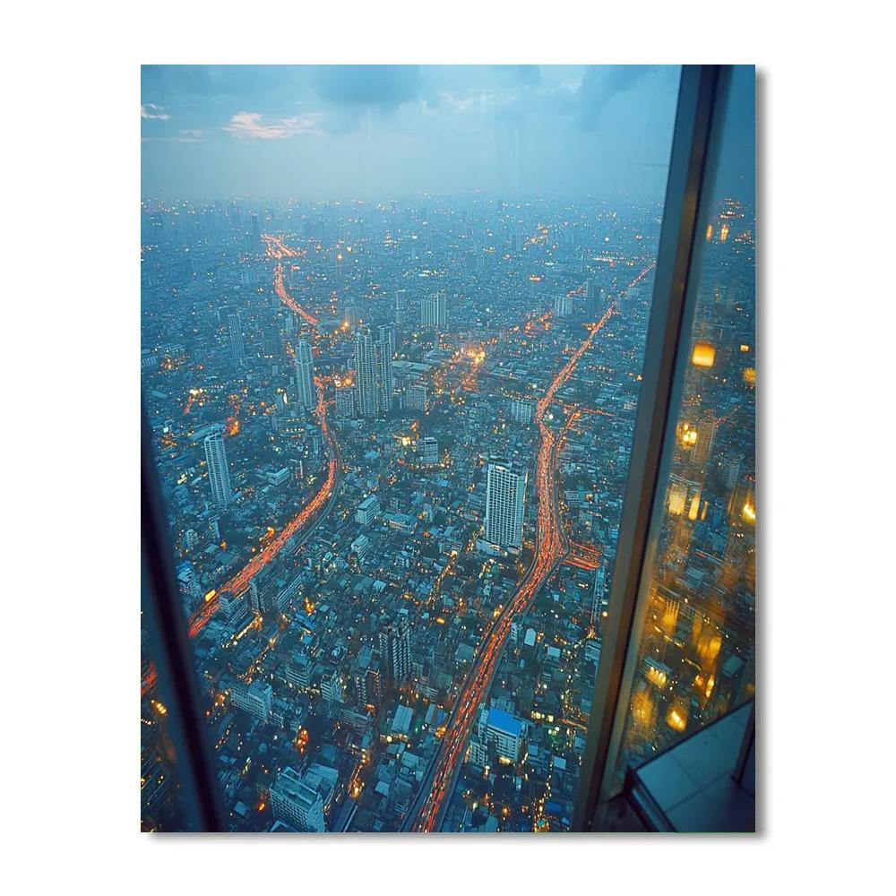 Cityscape From Baiyoke Sky Tower Observation Deck Bangkok Thailand DIY paint by numbers