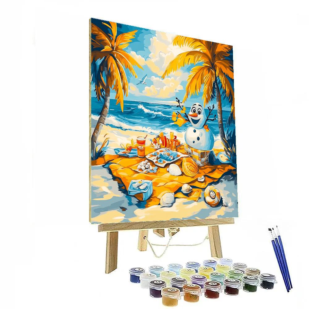 Olaf’s Summer Beach Picnic Disney Inspired Paint by numbers art